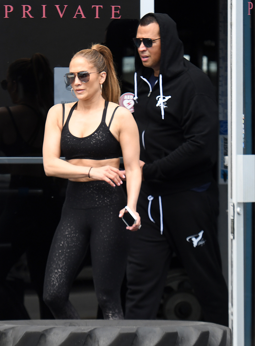 Jennifer Lopez and fiancee Alex Rodriguez hit the gym