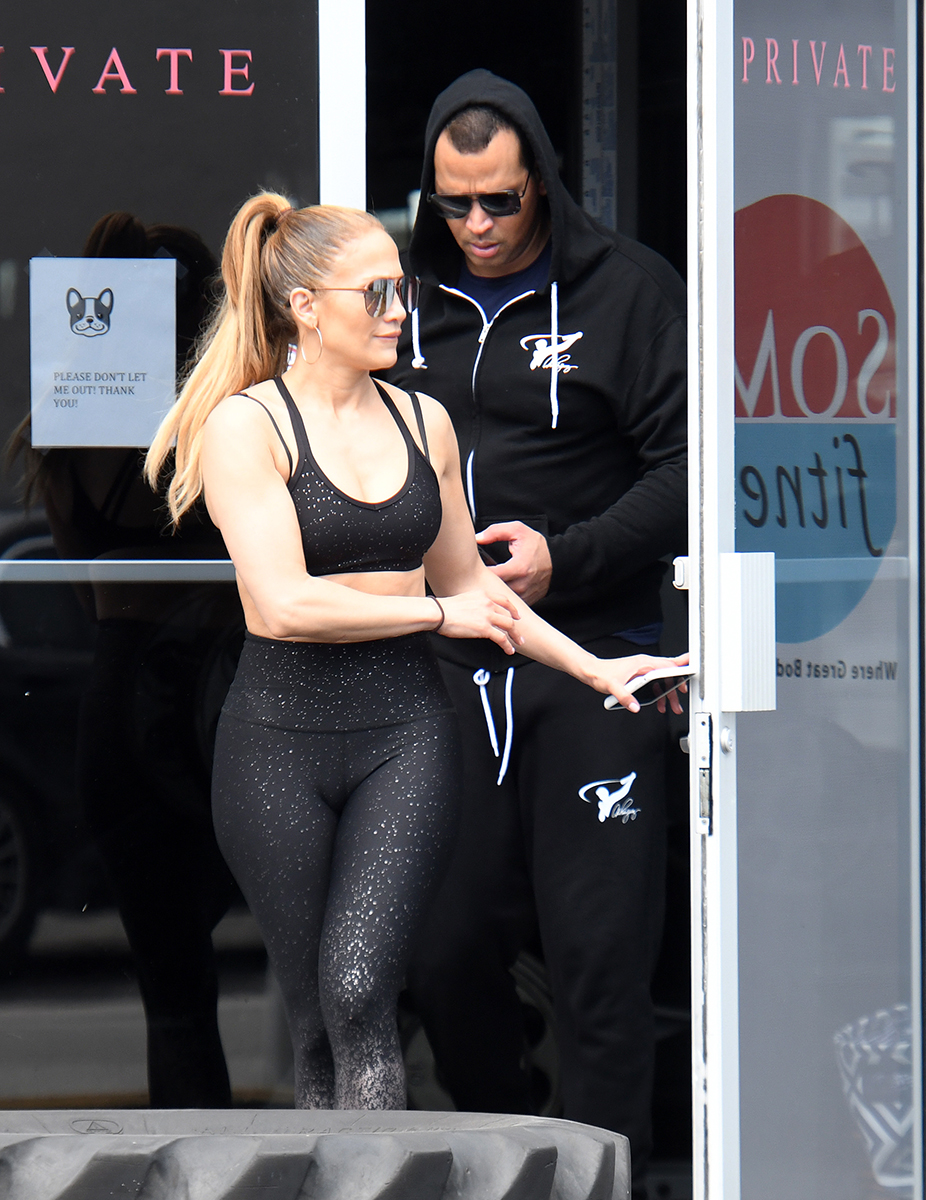 Jennifer Lopez and fiancee Alex Rodriguez hit the gym