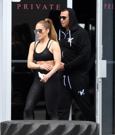 Jennifer Lopez and fiancee Alex Rodriguez hit the gym
