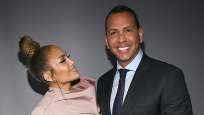 Jennifer Lopez smiling at Alex Rodriguez