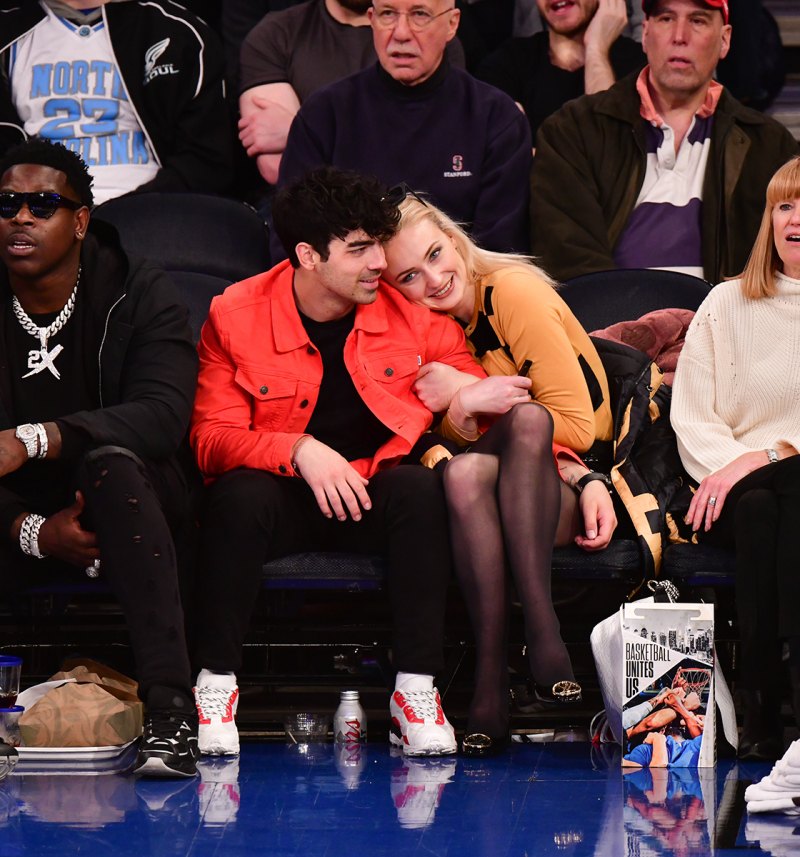 Joe Jonas and Fiancee Sophie Turner Share a Smooch While Courtside at Knicks Game