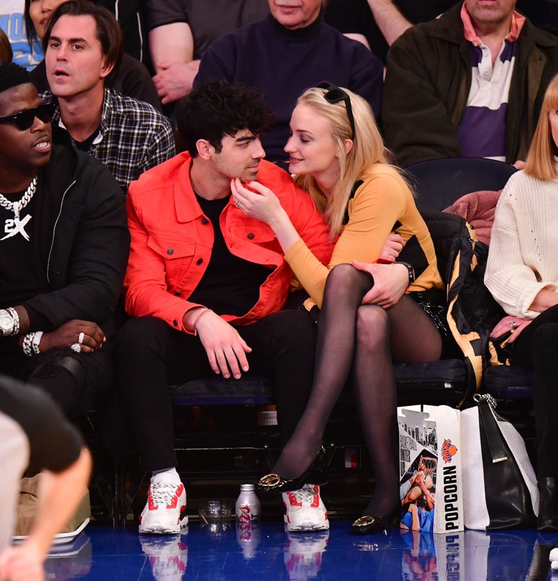 Joe Jonas and Fiancee Sophie Turner Share a Smooch While Courtside at Knicks Game