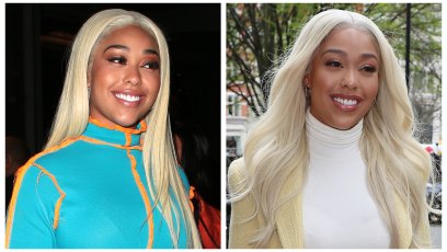 A split image of Jordyn Woods in London