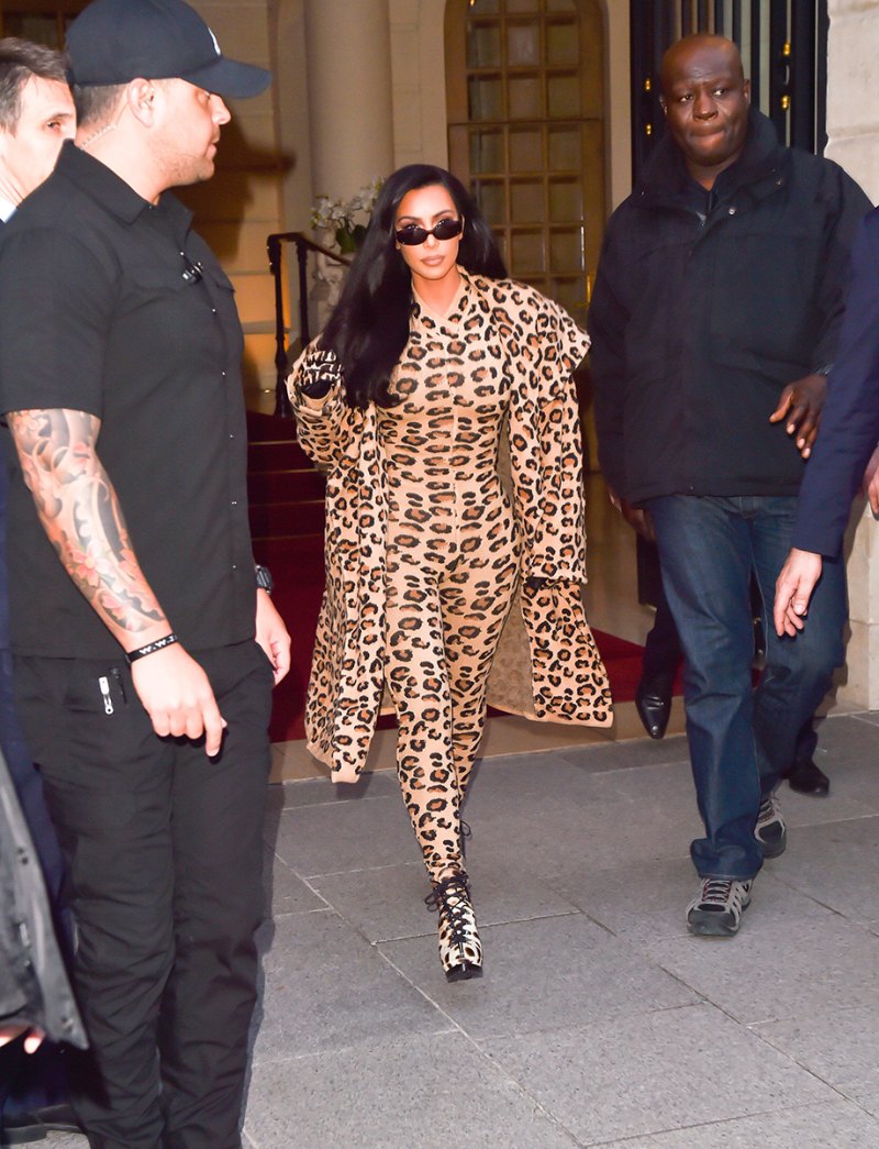 Kim Kardashian Arrives in Paris Rocking Head to Toe Leopard