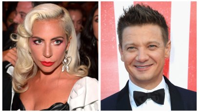 A split image of Lady Gaga and Jeremy Renner