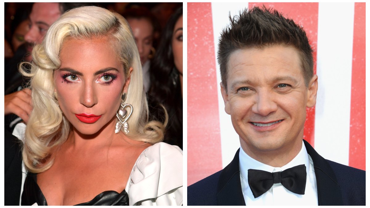 A split image of Lady Gaga and Jeremy Renner