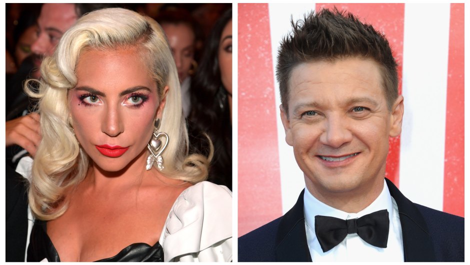 A split image of Lady Gaga and Jeremy Renner