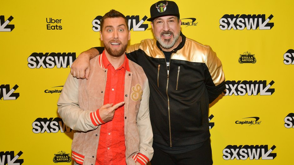 Matthew Charles Ducey, Lance Bass, Aaron Kunkel, Joey Fatone, Nicholas Caprio, and Dave Holmes attend the 'The Boy Band Con: The Lou Pearlman Story' Premiere