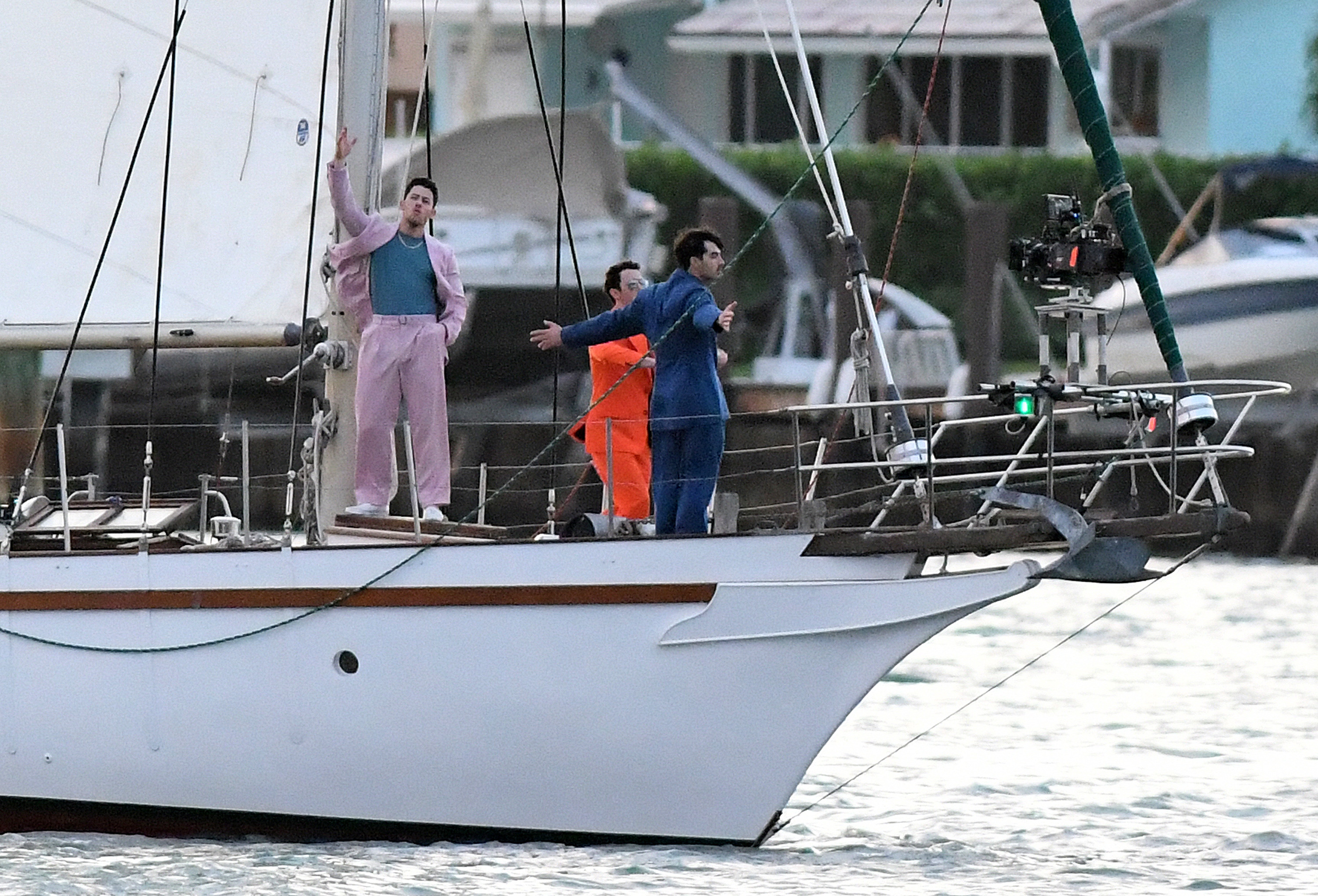 The Jonas Brothers reunite as a band to film a music video in Miami Beach