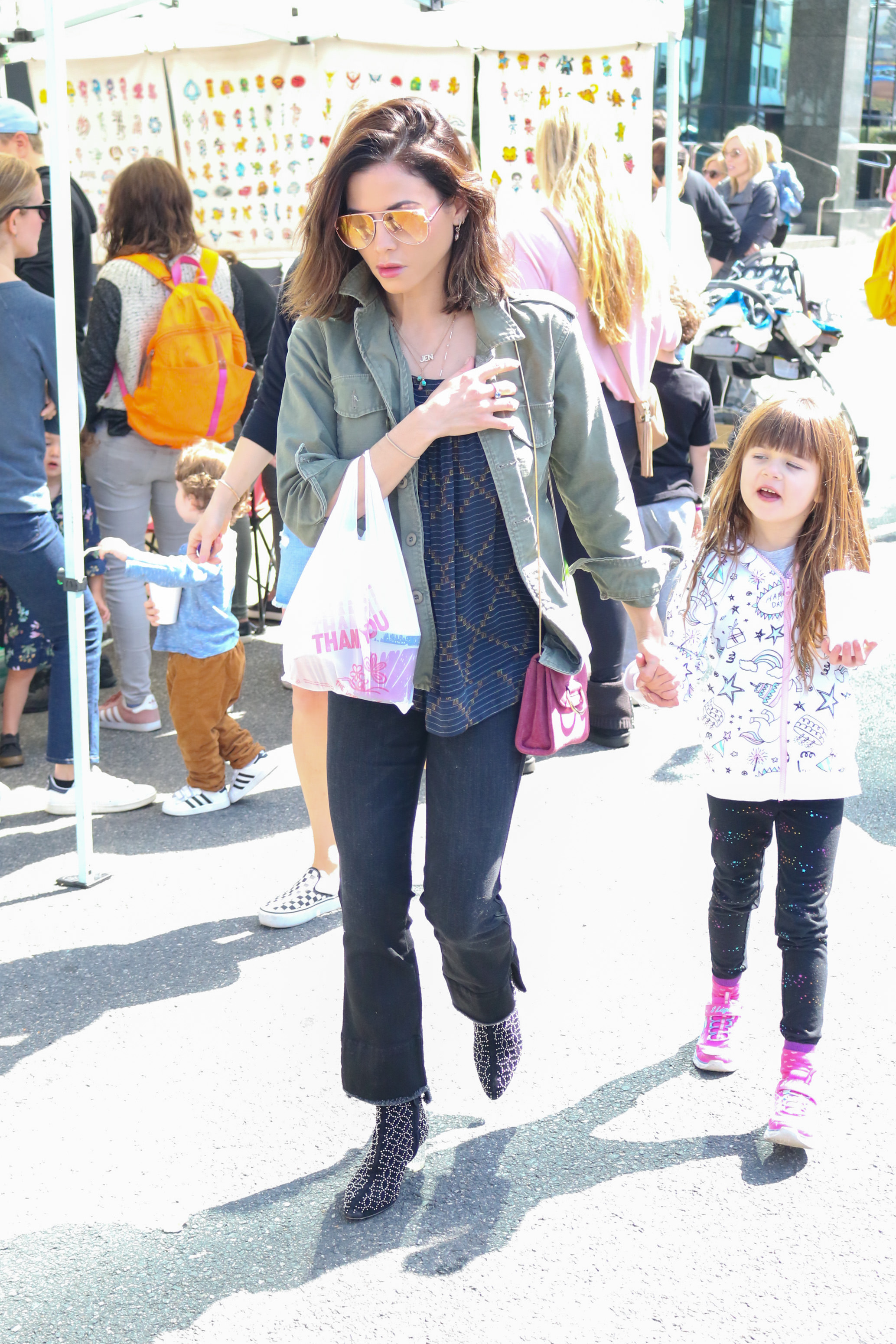 Jenna Dewan and daughter Everly go to the farmer's market in Studio City.