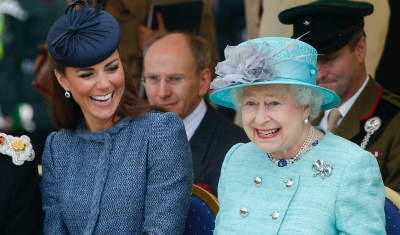 Kate Middleton smiling at Queen Elizabeth
