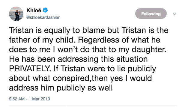 Khloe Kardashian tweet about jordyn woods