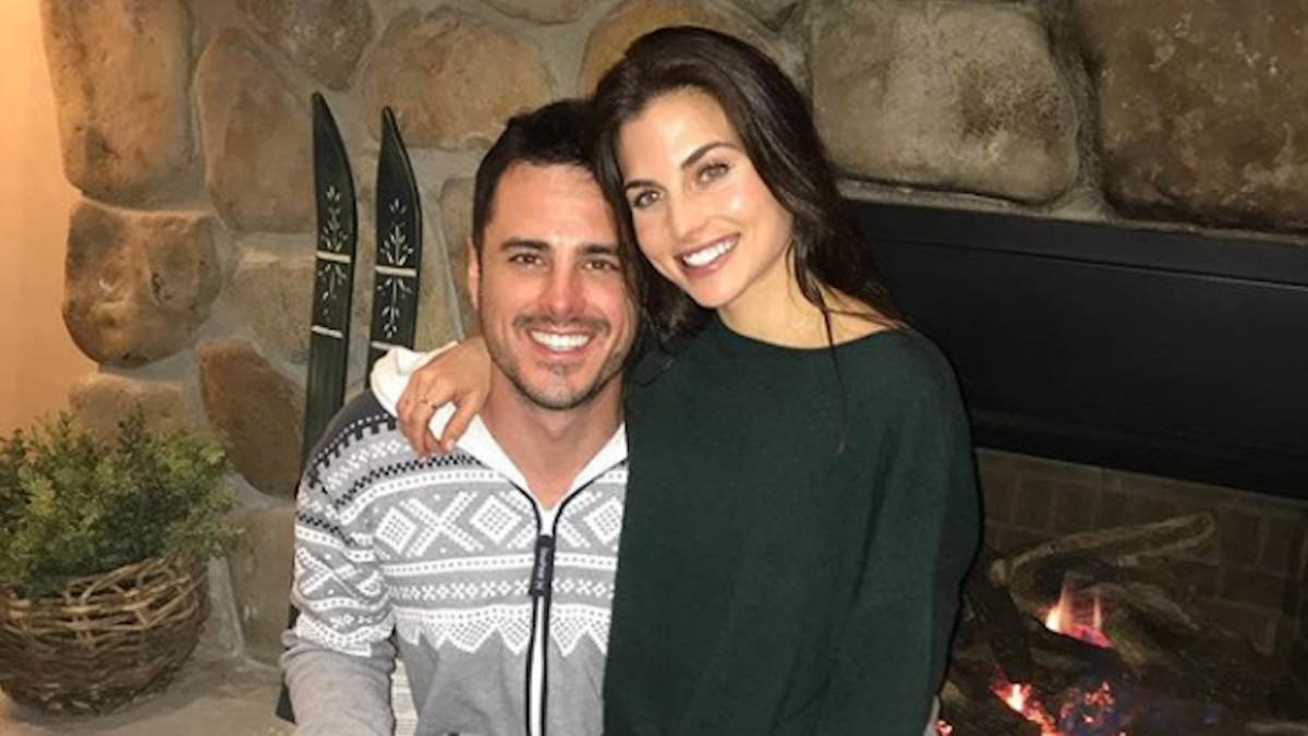 ben higgins wearing a sweater with jessica clarke