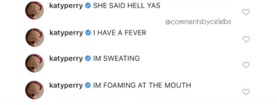 katy perry comments on orlando bloom's insta