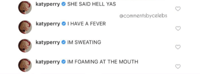 katy perry comments on orlando bloom's insta