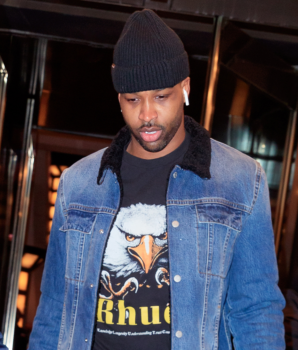 Tristan Thompson Goes Casual in Denim Jacket and Black Hat in NYC Amid Cheating Scandal