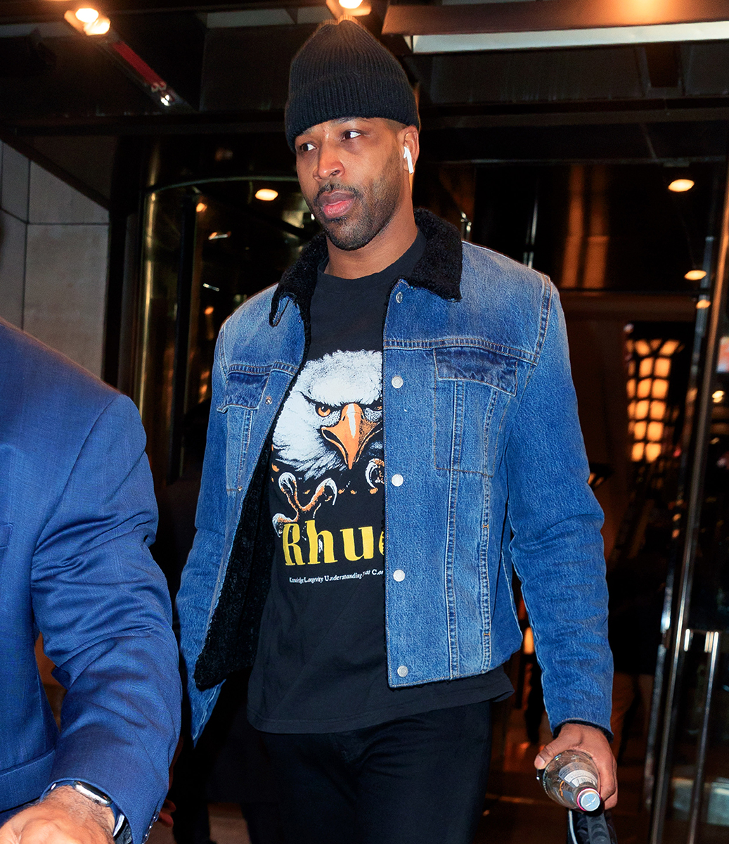 Tristan Thompson Goes Casual in Denim Jacket and Black Hat in NYC Amid Cheating Scandal