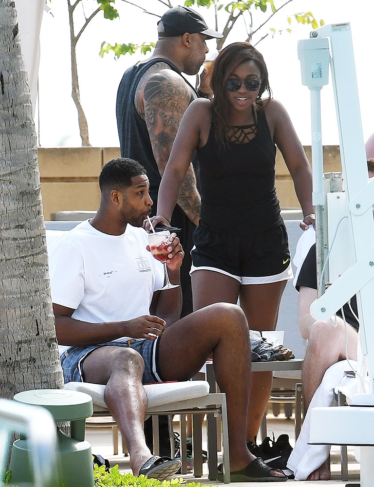 Tristan Thompson Parties Poolside Miami
