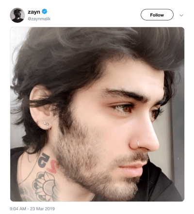 A selfie of Zayn Malik