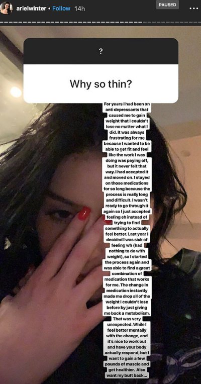 Ariel Winter, Instagram Q&A