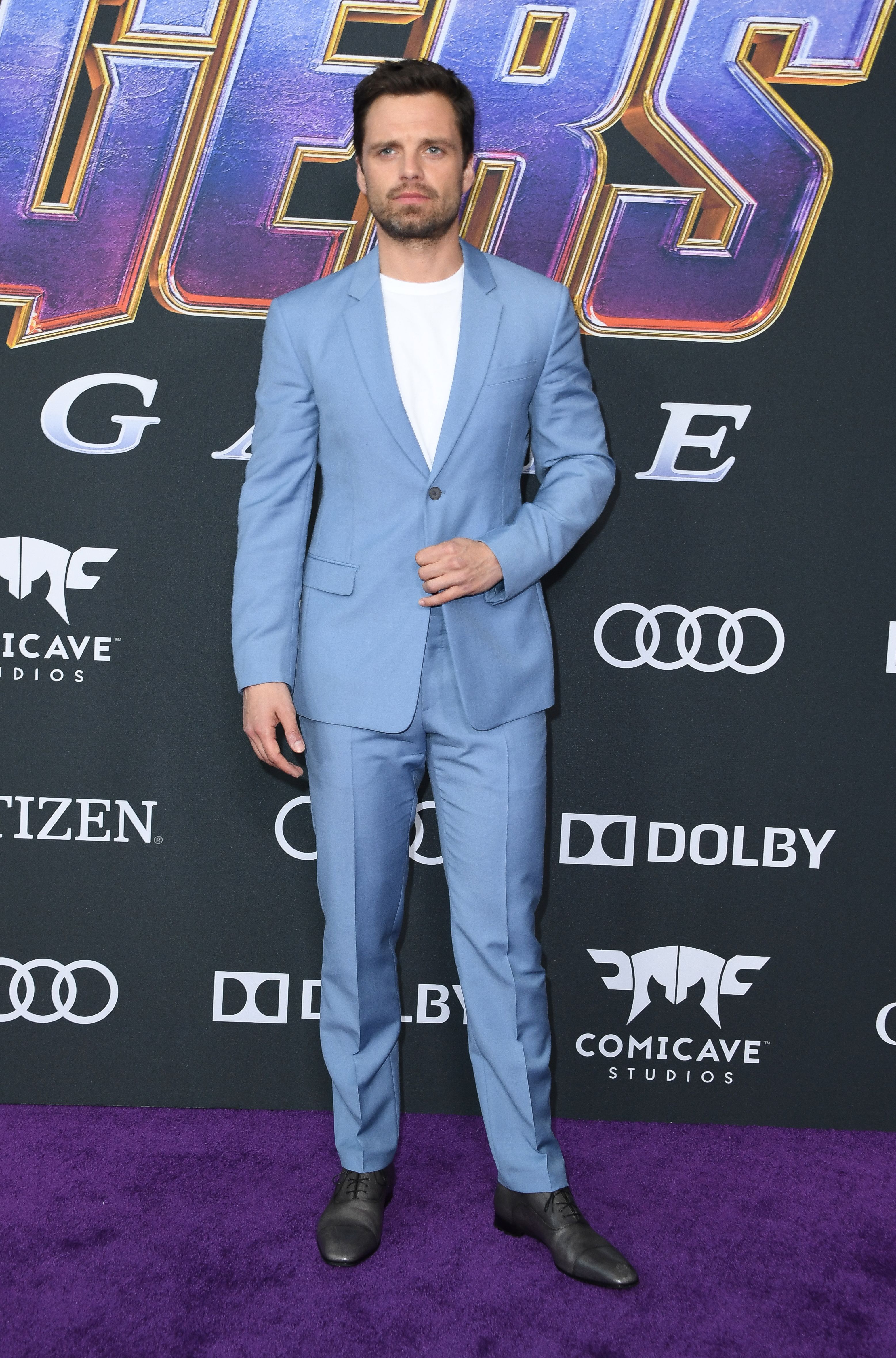 Romanian/US actor Sebastian Stan arrives for the World premiere of Marvel Studios' "Avengers: Endgame" at the Los Angeles Convention Center on April 22, 2019 in Los Angeles.