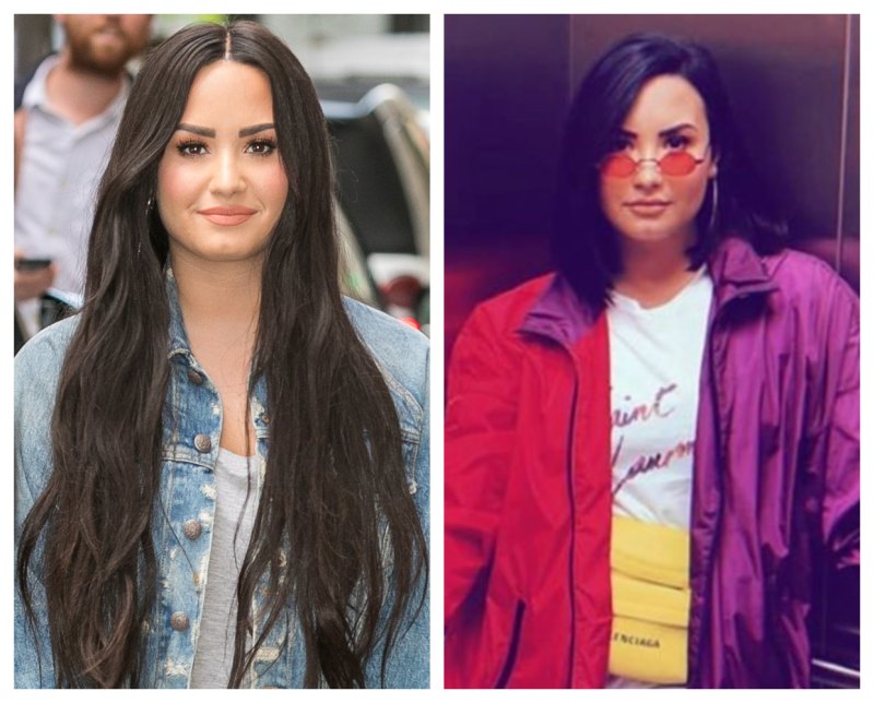 A split image of Demi Lovato