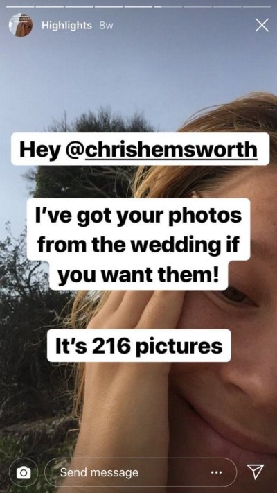 Chris Hemsworth, Leaked Wedding Photos, Instagram Story