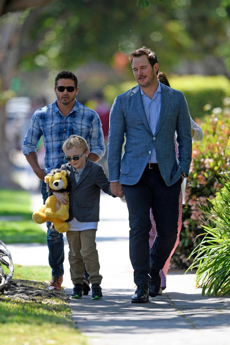 Chris Pratt takes Katherine and Jack to Easter service in Santa Monica, CA