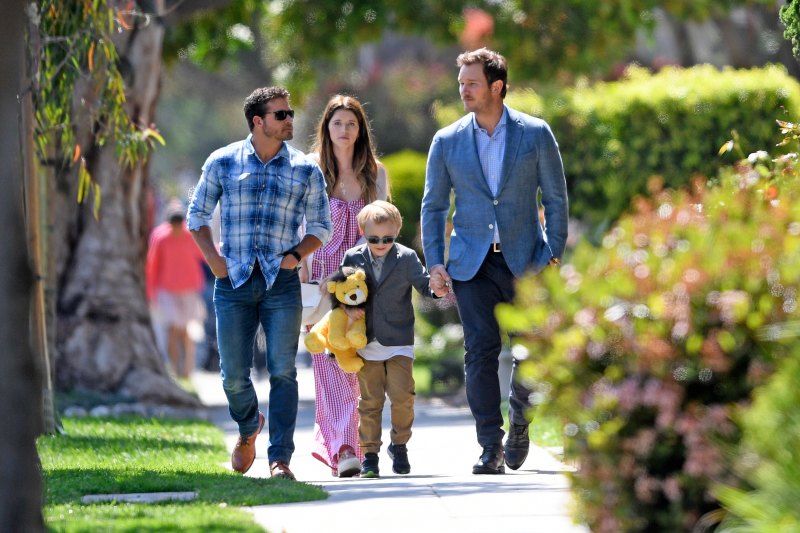 Chris Pratt takes Katherine and Jack to Easter service in Santa Monica, CA