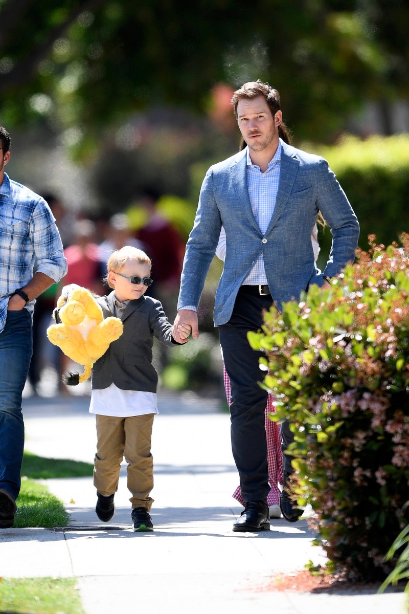 Chris Pratt takes Katherine and Jack to Easter service in Santa Monica, CA