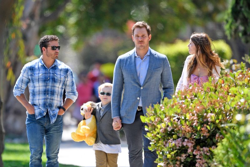 Chris Pratt takes Katherine and Jack to Easter service in Santa Monica, CA