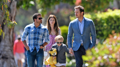 Chris Pratt takes Katherine and Jack to Easter service in Santa Monica, CA