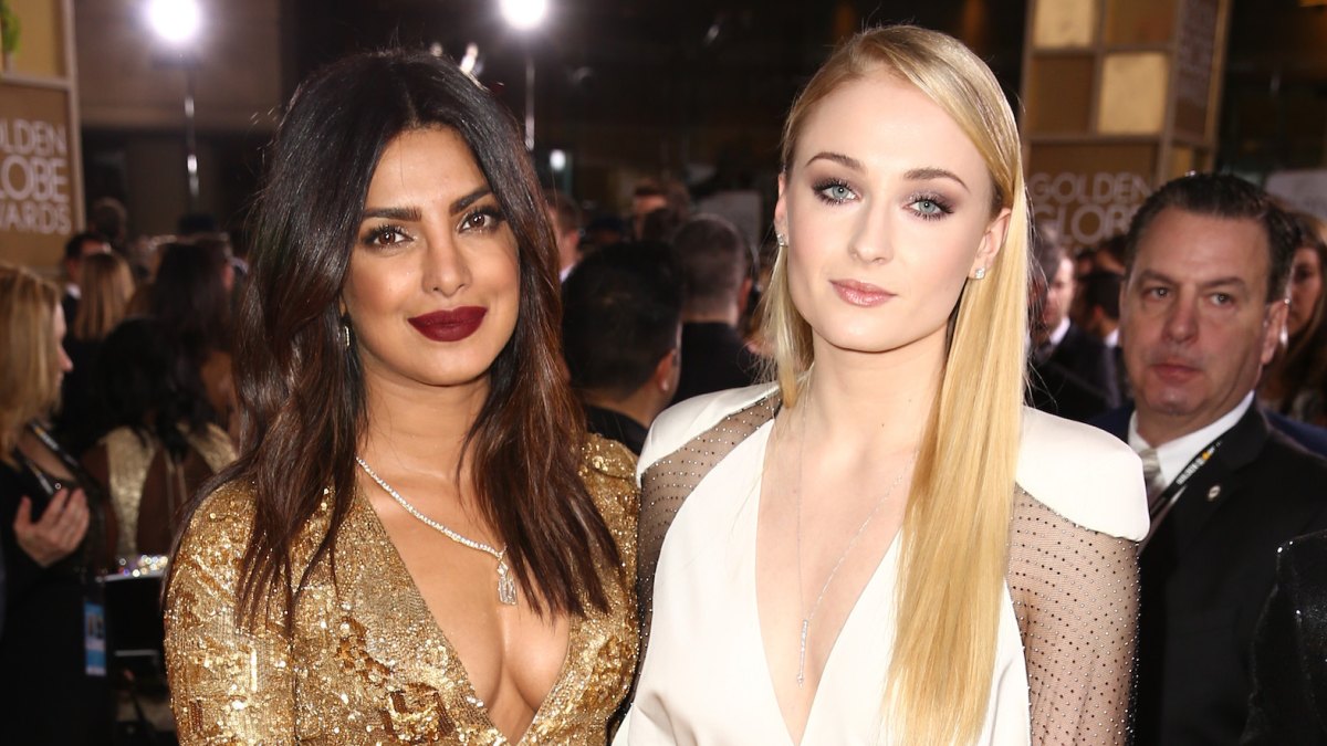 Priyanka Chopra red lip Sophie Turner blonde hair game of thrones