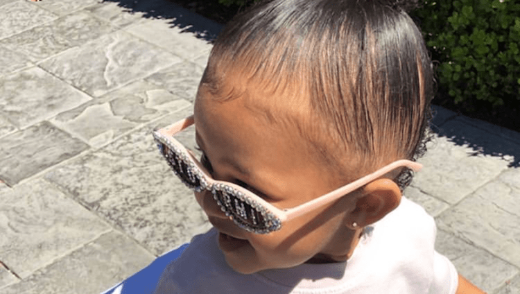 Kylie Jenner posts pic of stormi webster in crystal sunglasses