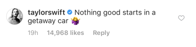 Taylor Swift comment about driver crashing into the gates of her home