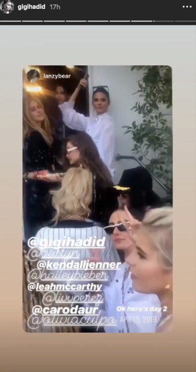 Gigi Hadid instagram story kendall jenner hailey baldwin coachella