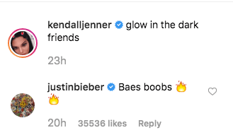 Kendall Jenner and Justin Bieber exchange