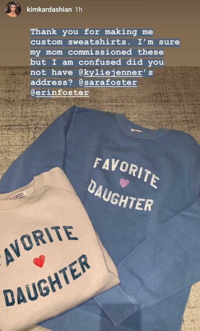 Kim Kardashian favorite daughter sweatshirt instagram story