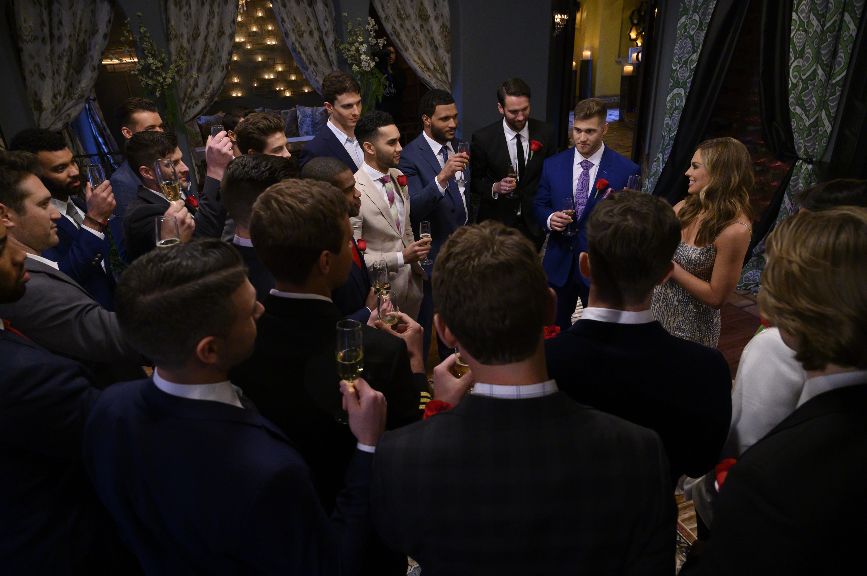 The Bachelorette Hannah Brown contestants cocktail party rose ceremony