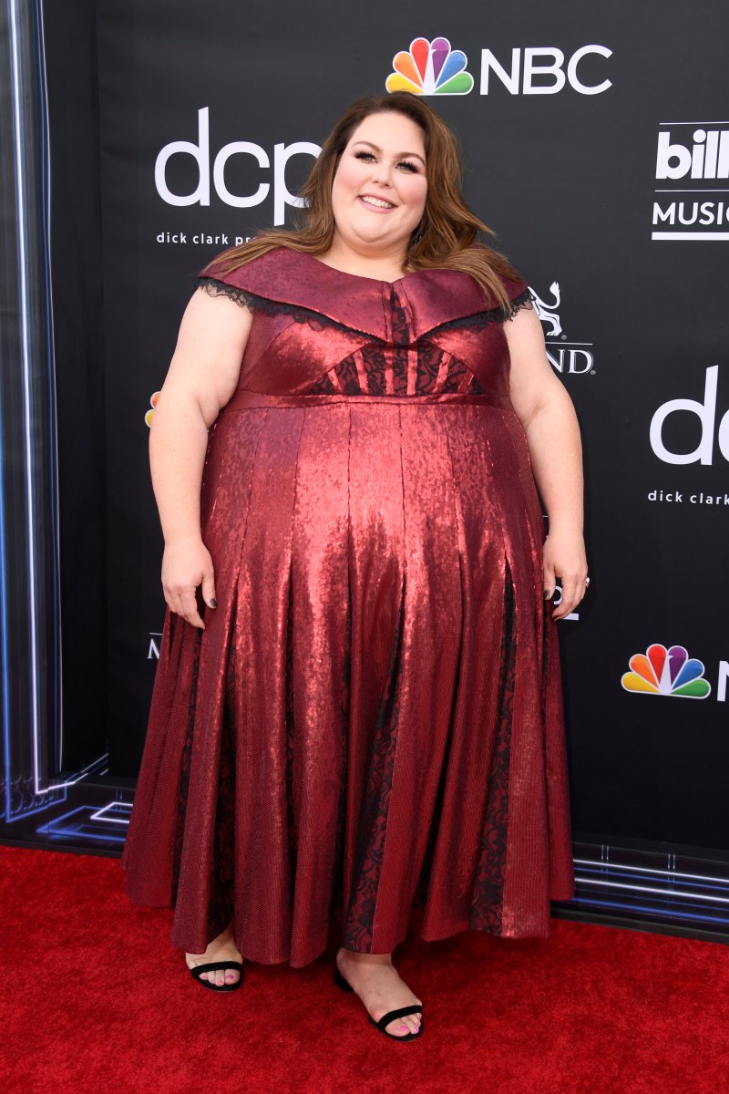 Chrissy Metz 2019 Billboard Music Awards sparkly red long dress