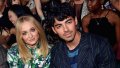 Sophie Turner green jumpsuit Joe Jonas blue suit 2019 Billboard Music Awards sitting together jobro performance