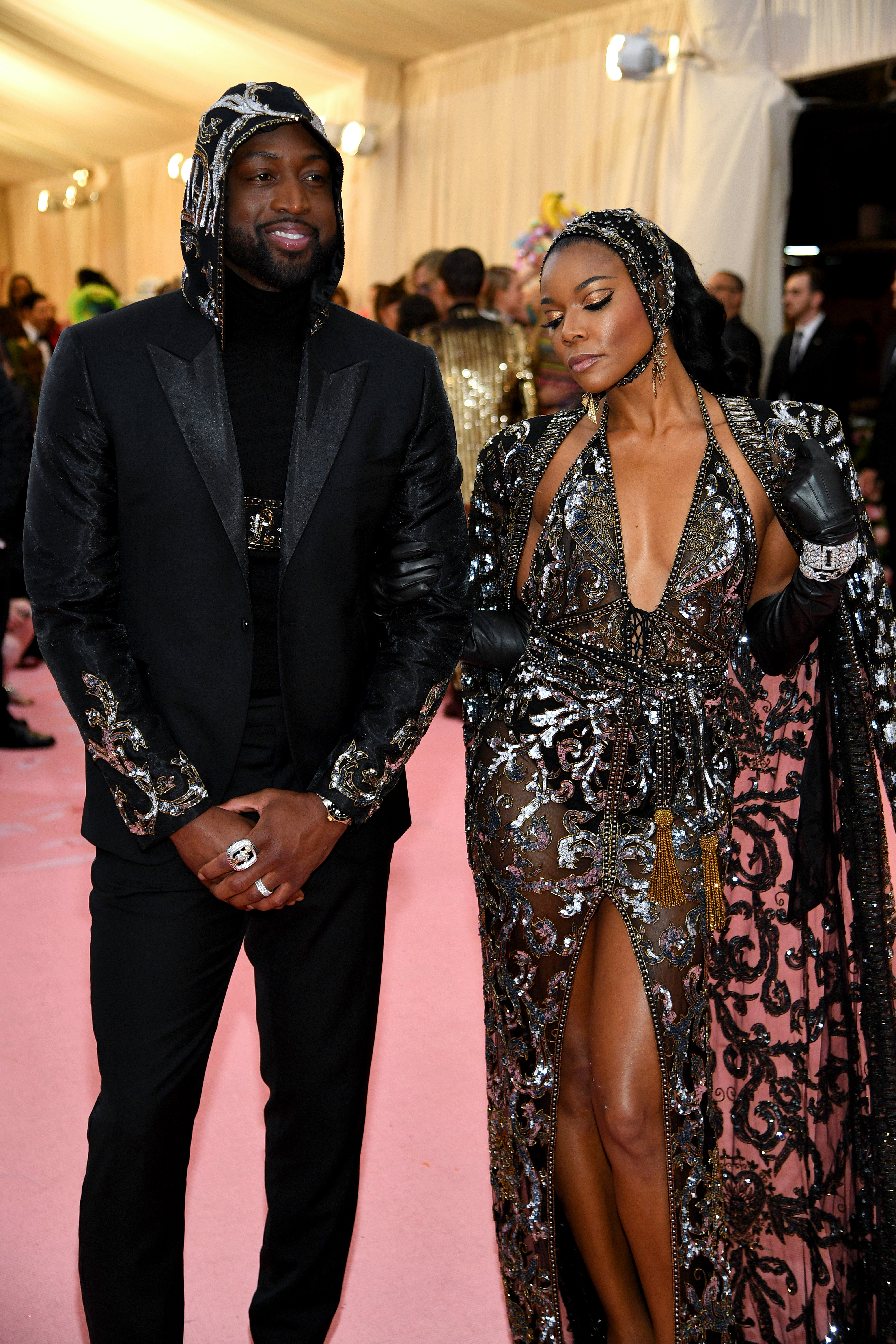 Dwayne Wade And Gabrielle Union met gala 2019 black suit ball gown red carpet