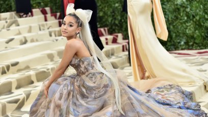 Ariana Grande 2018 met gala sweetener tour met gala gown hair bow