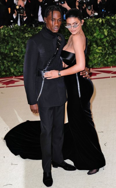 Kylie Jenner black alexander wang gown Travis Scott 2018 met gala red carpet