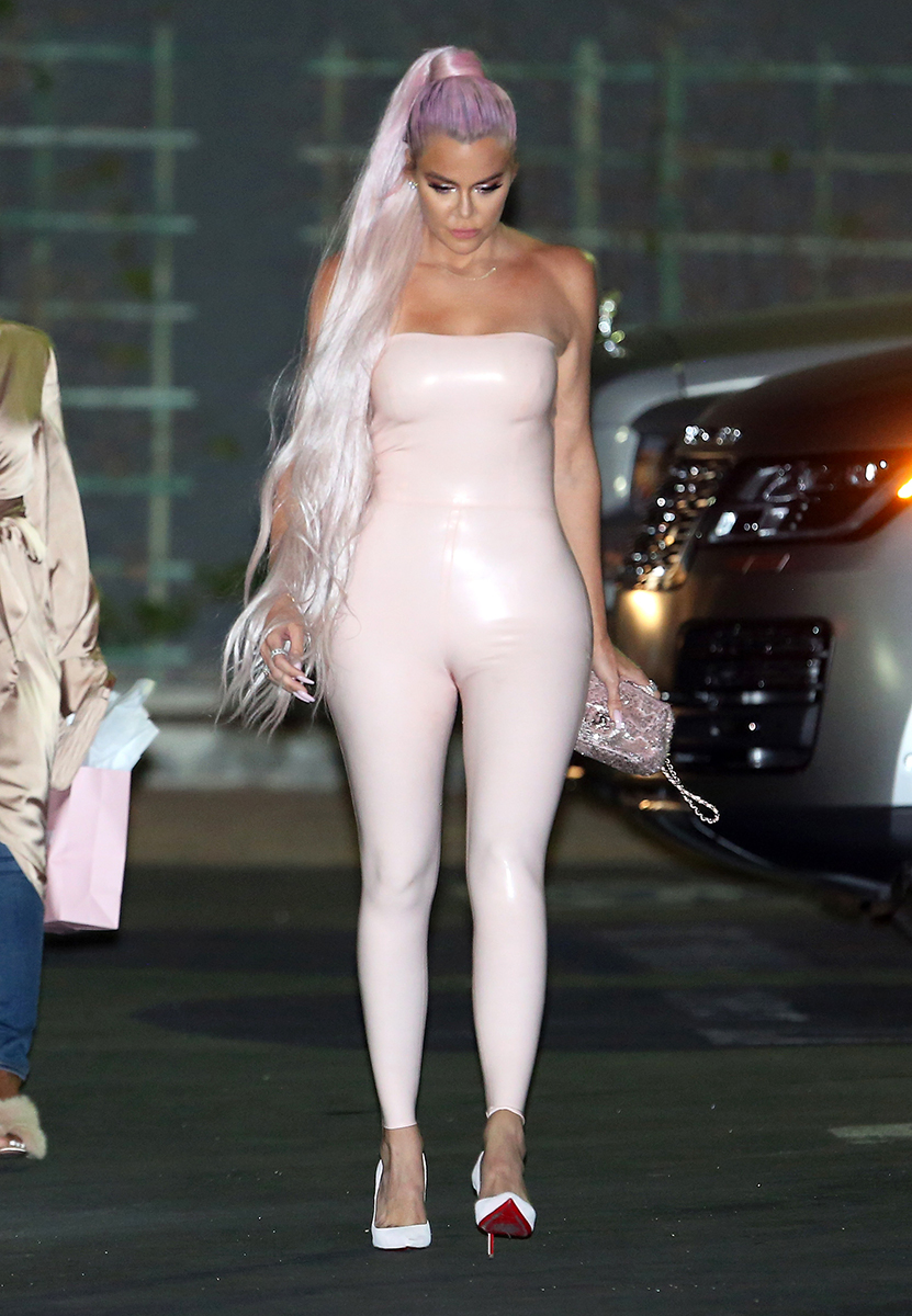 Khloe Kardashian Leather Jumpsuit Kylie Skincare Launch