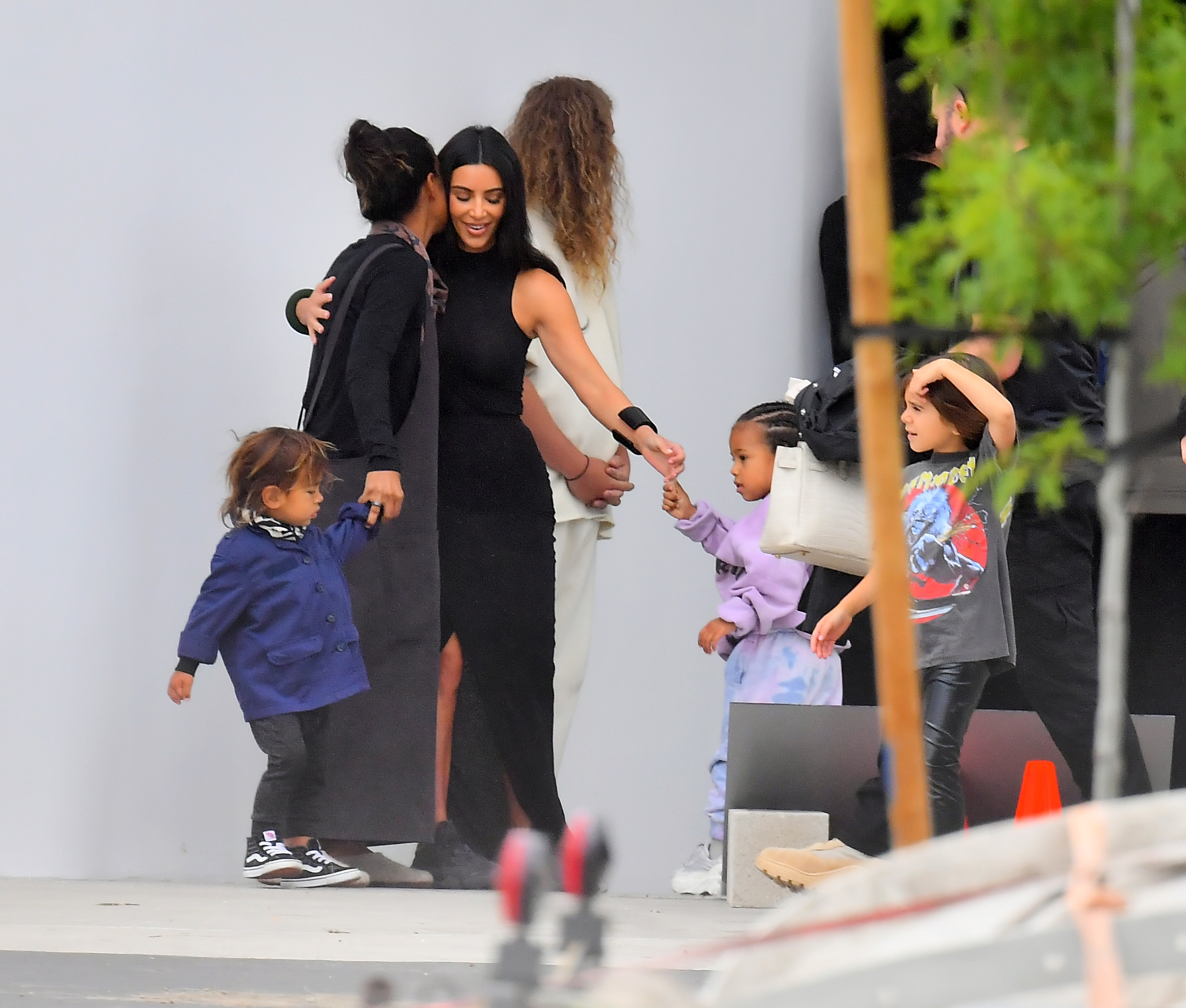 Kim Kardashian and Saint West head out of Kanye's Sunday Services