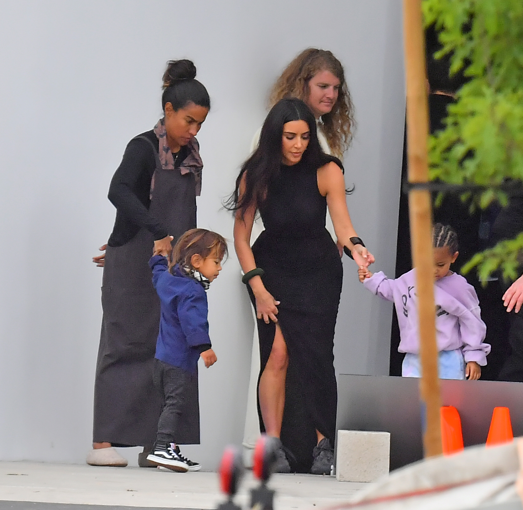Kim Kardashian and Saint West head out of Kanye's Sunday Services
