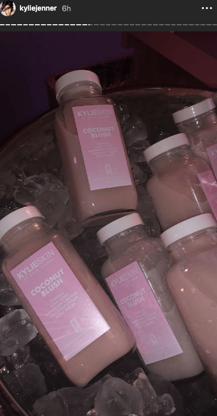 KylieSkin Launch party pink drink cocktails rollerskating kylie jenner