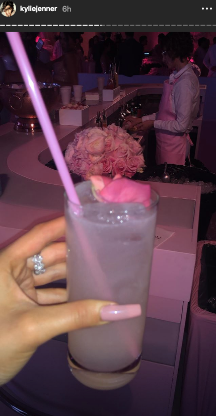 KylieSkin Launch party pink drink cocktails rollerskating kylie jenner