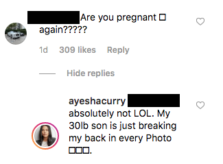 Ayesha Curry comment pregnancy son's weight baby canon stephen curry